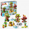 LEGO 10975 DUPLO Animaux Sauvages du Monde, Jouet Éducatif des 2 Ans, 22 Figurines de Lions, Daims, Alpaga, avec Tapis de Jeu
