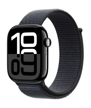 Apple Watch Series 10 GPS - 46mm - Boîtier Jet Black Aluminium - Bracelet Ink Sport Loop
