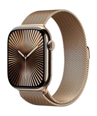 Apple Watch Series 10 GPS + Cellular - 46mm - Boîtier Gold Titanium - Bracelet Gold Milanese Loop - S/M