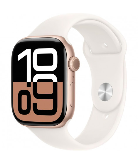 Apple Watch Series 10 GPS + Cellular - 46mm - Boîtier Rose Gold Aluminium - Bracelet Light Blush Sport Band - M/L