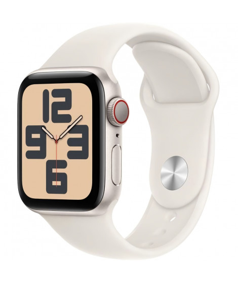 Apple Watch SE GPS + Cellular - 40mm - Boîtier Starlight Aluminium - Bracelet Starlight Sport Band - S/M