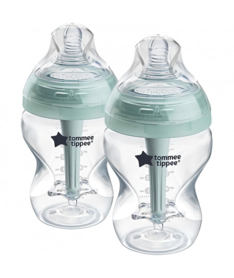 Lot de 2 biberons - TOMMEE TIPPEE - AAC - Anti colique - 260 ml - Transparent