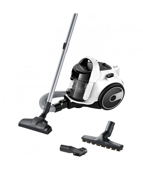 BOSCH BGS05A322 - Aspirateur Traineau sans Sac - Rayon d'action 9 m - Capacité bac 1,5 L - 78 dB - 700 W - Blanc