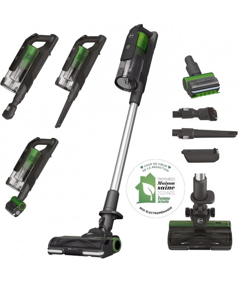 Aspirateur Balai sans fil - HOOVER HF920P - 65 AW - 86 dBA - Ecran LED - Vert / Gris