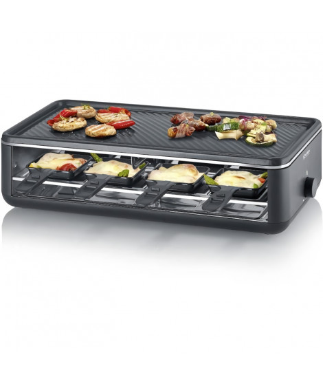 Appareil a raclette - SEVERIN - RG2365 - 8 personnes - Plaque de cuisson céramique 48 x 24 cm - Gril raclette 1300 W - Noir