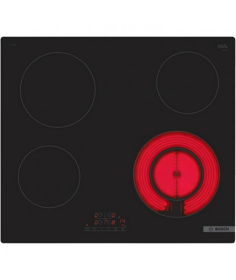 Table de cuisson vitrocéramique - BOSCH SER4 - PKF611BB8H - 6600 W - Zone double - Noir