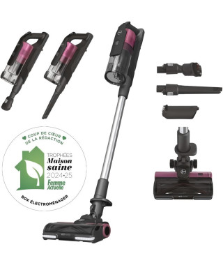 Aspirateur Balai sans fil - HOOVER HF920H - 65 AW - 86 dBA - Ecran LED - Rose / Gris
