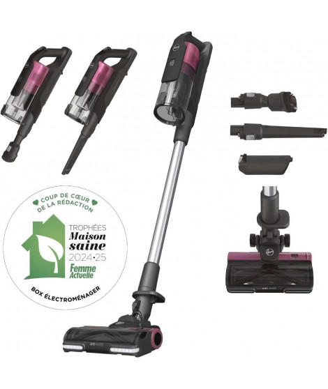 Aspirateur Balai sans fil - HOOVER HF920H - 65 AW - 86 dBA - Ecran LED - Rose / Gris