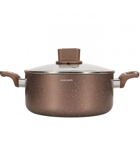 Marmite - ARTHUR MARTIN - AM5531 - 28 cm avec couvercle en verre - Aluminium - Tous feux dont induction