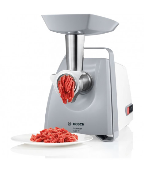 Hachoir a viande - BOSCH - MFW45020 - 2 grilles - Plateau collecteur - Blanc