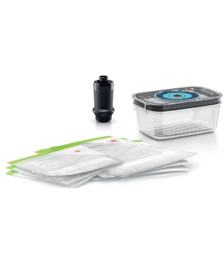 Kit pour mise sous vide - BOSCH - MSEV6FS1 - Boîte sous vide avec bac 1 L - 3 sacs de 1,2 L + 3 sacs de congélation (3,8 L)