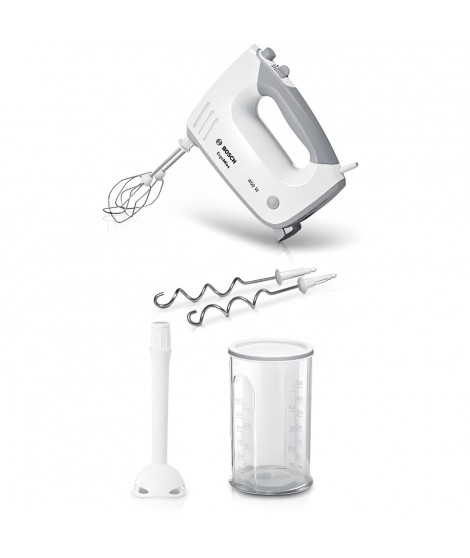 Batteur Bosch - MFQ36440 - 450 W - 5 vitesses - 2 fouets / 2 crochets pétrisseurs inox - Bol gradué avec couvercle - Blanc / …