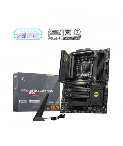 Carte mere - MSI - MAG X870 TOMAHAWK WIFI - Wi-Fi 7, 5G LAN, USB 40 Gb/s, PCIe 5.0, AMD Ryzen 9000