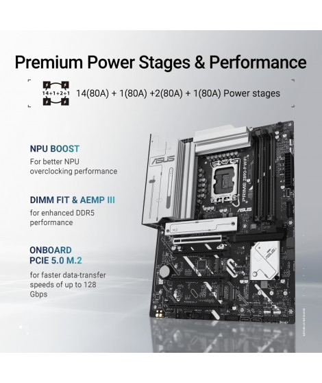 Carte mere - ASUS - PRIME Z890-P WIFI - DDR5 SDRAM - Wi-Fi intégrée - Multiples ports USB