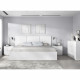 Ensemble tete de lit en 3 parties + 2 tables de nuit avec 2 tiroirs - HAVANA - Blanc - 256,8 x 34,2 x 96 cm