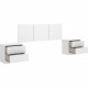 Ensemble tete de lit en 3 parties + 2 tables de nuit avec 2 tiroirs - HAVANA - Blanc - 256,8 x 34,2 x 96 cm