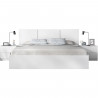 Ensemble structure de lit + tete de lit en 3 parties et 2 tables de nuit avec 2 tiroirs - HAVANA - 140 x 190 cm - Blanc