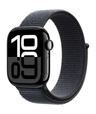 Apple Watch Series 10 GPS + Cellular - 42mm - Boîtier Jet Black Aluminium - Bracelet Ink Sport Loop