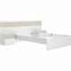 Ensemble structure de lit + tete de lit et 2 tables de nuit avec 2 tiroirs - BIANCA - 140 x 190 cm - Blanc / Bois