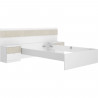 Ensemble structure de lit + tete de lit et 2 tables de nuit avec 2 tiroirs - BIANCA - 140 x 190 cm - Blanc / Bois