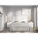 Ensemble tete de lit + 2 tables de nuit avec 2 tiroirs - LOMA - Blanc / Bois - 258,6 x 34,2 x 106 cm