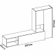 Meuble de salon TV compact - KEI - 3 portes - Chene clair / Blanc - 227 x 40 x 141 cm