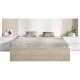 Ensemble structure de lit + tete de lit et 2 tables de nuit avec 2 tiroirs - LOMA - 160 x 200 cm - Chene naturel / Blanc