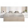 Ensemble structure de lit + tete de lit et 2 tables de nuit avec 2 tiroirs - LOMA - 160 x 200 cm - Chene naturel / Blanc