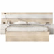 Ensemble structure de lit + tete de lit et 2 tables de nuit - NIZA - 160 x 200 cm - Chene naturel / Blanc