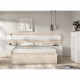 Ensemble structure de lit + tete de lit et 2 tables de nuit - NIZA - 160 x 200 cm - Chene naturel / Blanc