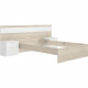 Ensemble structure de lit + tete de lit et 2 tables de nuit - NIZA - 160 x 200 cm - Chene naturel / Blanc