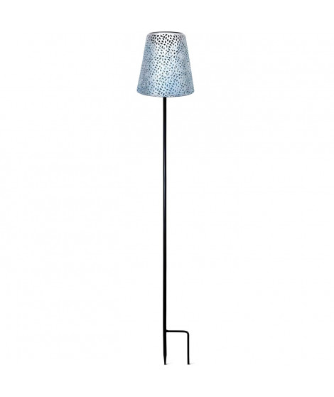 Lampe solaire - GARDEN ID Argent - Ø12 h70 cm - Autonomie 6-8h - Pied stabilisateur - Bouton on/off - Pile AAA.