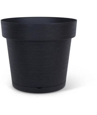 Pot a réserve d'eau - GARDEN ID Glamour - Anthracite 40 cm - Surface granuleuse - Intérieur/extérieur - Design épuré.