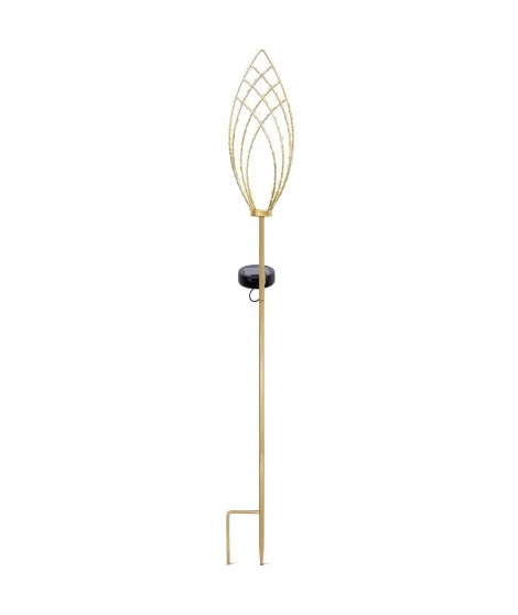 Lanterne solaire - GARDEN ID Épi Doré - Ø11 h81 cm - Autonomie 6-8h - Bouton on/off - Pile AAA rechargeable.