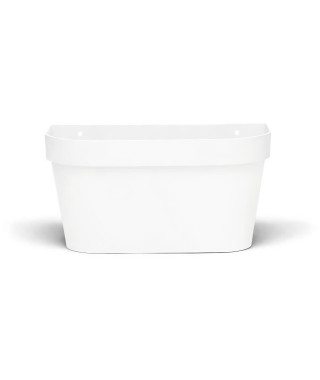 Pot mural - GARDEN ID Star - Blanc 36 x 16 cm - Réserve d'eau avec systeme de trop-plein - Recyclé et 100% recyclable