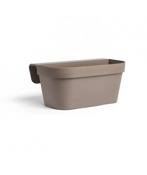 Jardiniere+crochet - GARDEN ID Star - Taupe 50 x 21 cm - Fixation facile - Réserve d'eau - recyclé et 100% recyclable