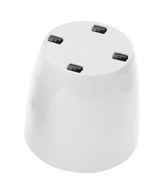 Cache-pot brillant - GARDEN ID - Shiny Blanc avec roulettes - 35 x 32 cm - Aspect céramique - Étanche - Déplacement aisé