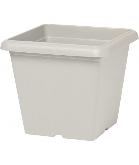 Pot de fleurs carré - GARDEN ID - Teramo white stone - 40 x 35 cm - Résistant aux Rayures - Effet Pierre - Avec Trous