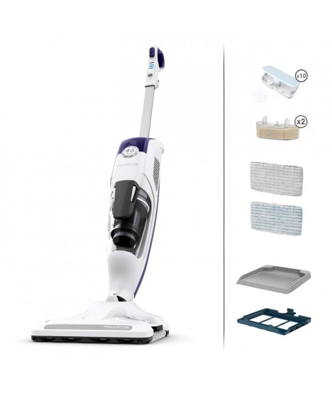 ROWENTA Nettoyeur vapeur Clean & Steam Revolution - Aspire et nettoie a la vapeur - Elimine 99,9 % des bactéries RY7731WH