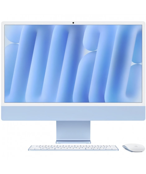 Apple iMac 24 ecran retina 4,5K 512Go SSD 24Go RAM Puce M4 CPU 10 coeurs GPU 10 coeurs Bleu (2024)