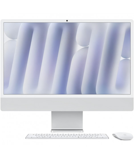 Apple iMac 24 ecran retina 4,5K verre nano texturé 256Go SSD 16Go RAM Puce M4 CPU 10 coeurs GPU 10 coeurs Argent (2024)