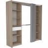 EKIPA - Kit Dressing - 2 Colonnes - 1 tiroirs - 10 étageres - Décor Chene dakota blanc - 198 x 200,3 x 50 cm - GARANCE