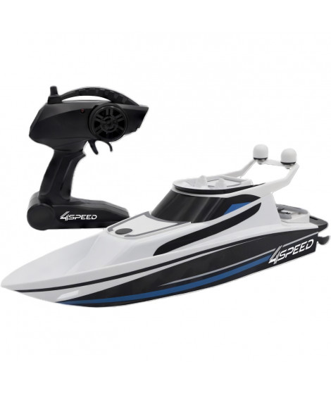 Bateau Télécommandé - SILVERLIT - 4SPEED - Speed Boat - 8 km/h - 34 cm - blanc et noir - des 8 ans
