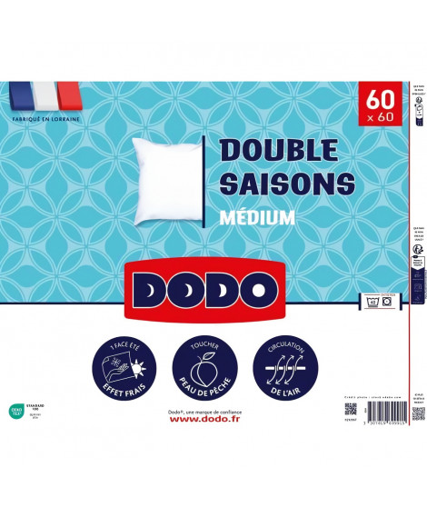 DODO - Oreiller double saisons - 60 x 60 cm - 100% Polyester VOLUPT'AIR - Blanc
