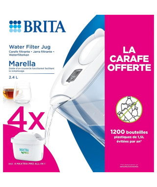 Filtres pour carafe - BRITA - MAXTRA PRO - 4 mois + Carafe MARELLA blanche offerte