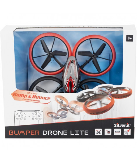 Drone Télécommandé - FLYBOTIC - Bumper Drone Lit - 17 cm - rouge et noir - des 8 ans