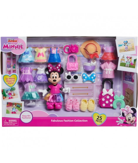 Coffret poupée - DISNEY MINNIE MOUSE - Coffret Fashion - Poupée Minnie 15 cm, 25 pieces de mode et accessoires