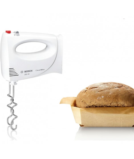Batteur - BOSCH - MFQ3030 - 350 W - 4 vitesses - Touche Pulse - 2 crochets + 2 fouets inox - Blanc