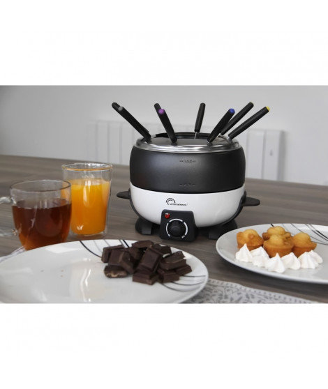 Appareil a fondue - LITTLE BALANCE - HAPPY - 800 W - 2 L - 8 personnes - Blanc / Noir