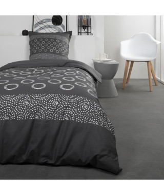 TODAY Parure de lit Coton 1 personne - 140x200 cm - Imprimé Gris Gael